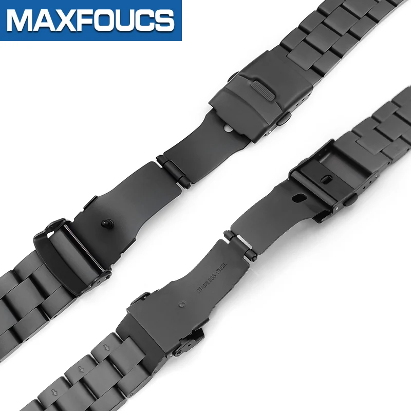 Matte Black Stainless Steelt For SKX007 Three-Piece links 22mm Watch Strap Curved Solid End Links Watch Band Accessories