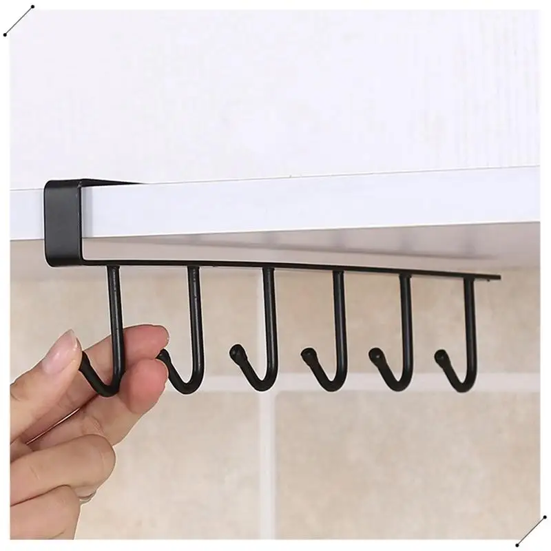 

Coffee Cup Mug Holder Hooks Shelf Kitchen Cabinet Sundries Organizer Storage Hanger Multifunction 1Set A
