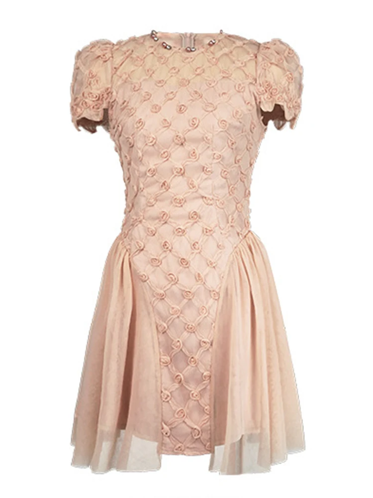 Seksowna, urocza sukienka na studniówkę dla kobiet, vintage, przezroczysta siateczka, kwiaty, diamenty, plisowana suknia, elegancka damska sukienka na imprezę, klub, krótka vestidos