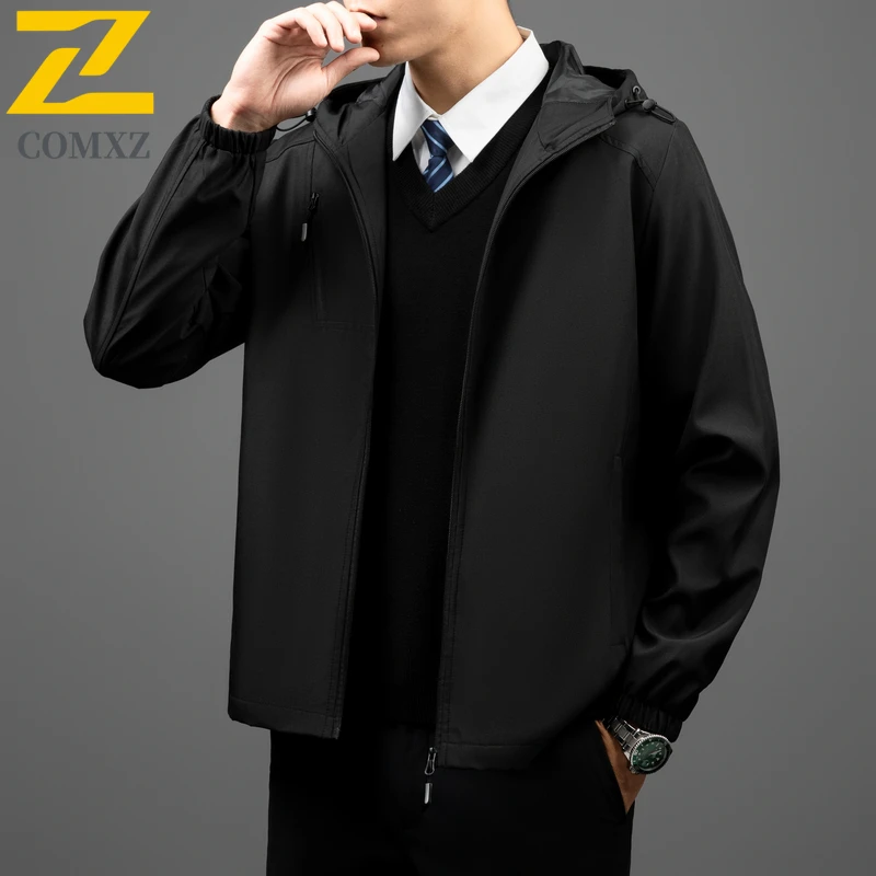 

2025 New Men's Casual Jacket Spring and Autumn Windproof Breathable Hooded Jacket Outdoor Commuting Business office men clothing