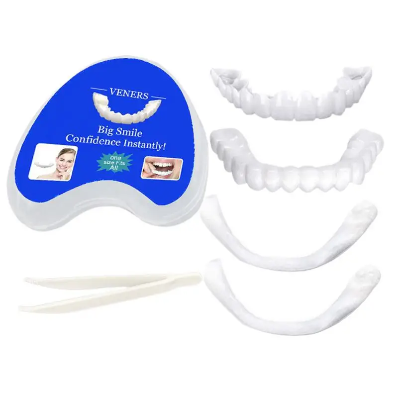 Silicone Upper/Lower Jaw Denture,Snap On Teeth Veneers Dentures,  Teeth Whitening Fake Tooth Cover Snap On,Denture Fake Teeth