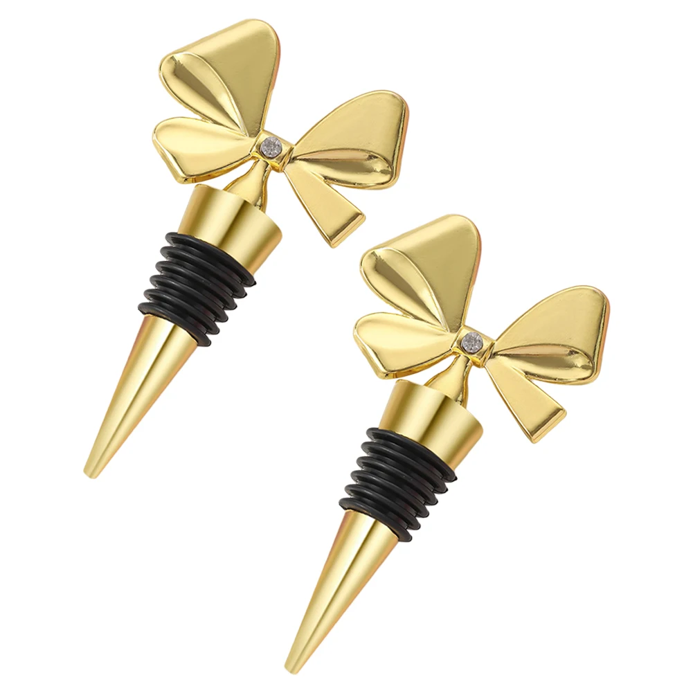 For Wine Bottles For Holiday Celebrations Bow Wine Stoppers Gold Luxurious Silver Finish Reliable Seal For Bottles