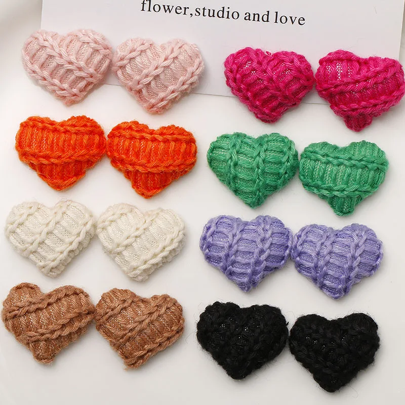 Accesorios de adorno para manualidades, Material de 22x18mm, 100 piezas, fieltro de lana con reverso plano, botones en forma de corazón de amor, pegatinas, pinzas para el pelo para niñas, decoración