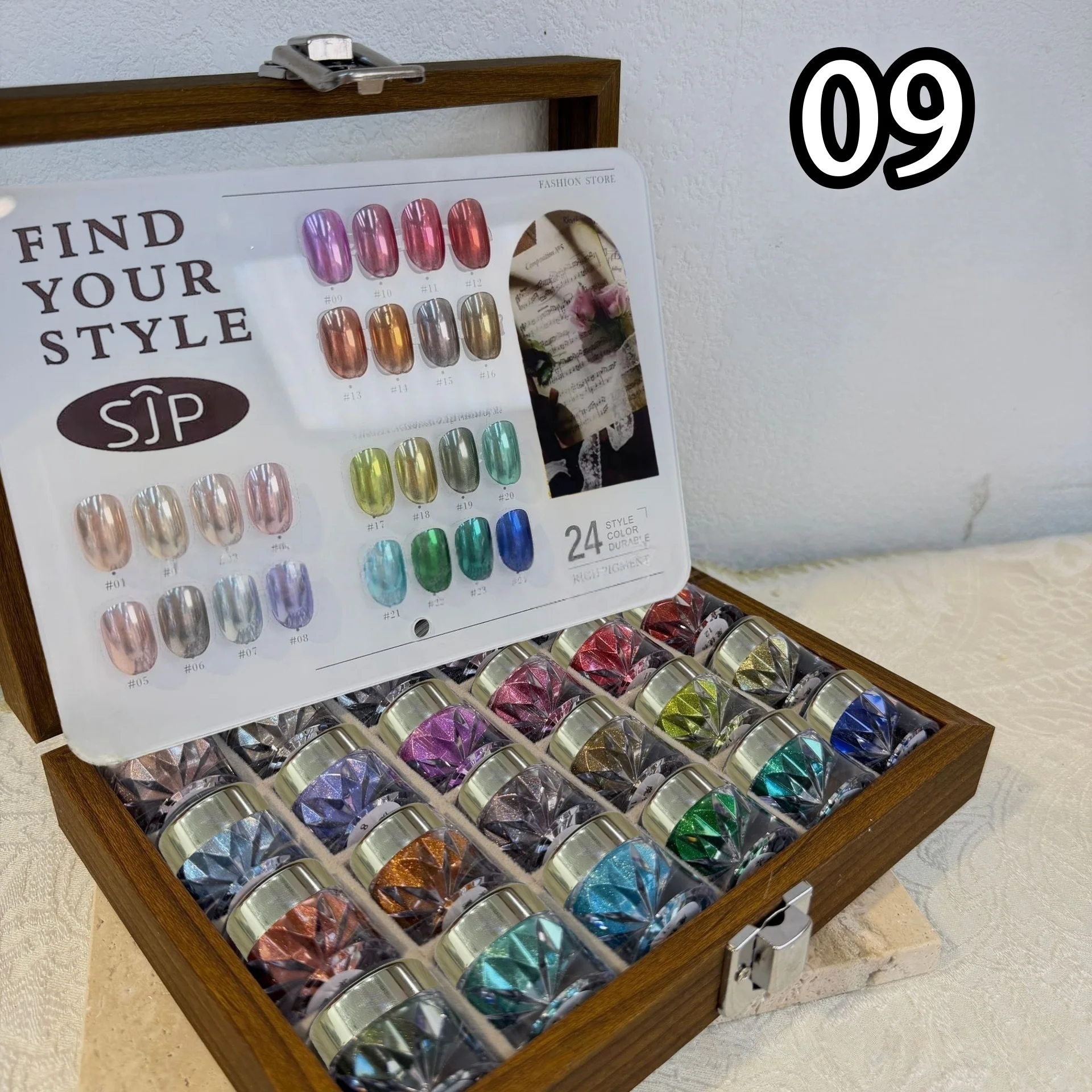 High-End Nail Art Set, 24-kleuren Moonlight Mirror Powder Kit, ultrafijne glitter, Japanse stijl, perfect voor alle gelegenheden