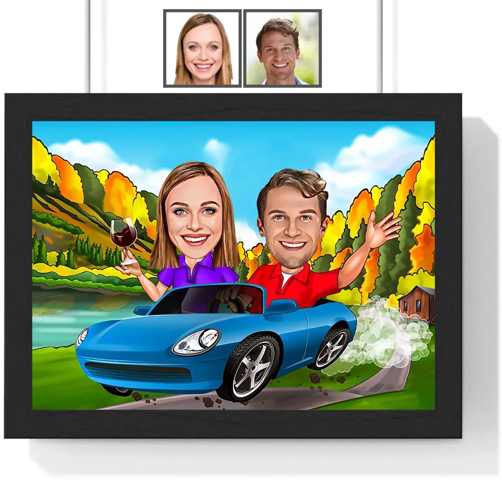 Custom Portrait Personalized Couple Caricature Posters and Prints Wall Art Painting for Forever Lovers Wedding Room Home Decor