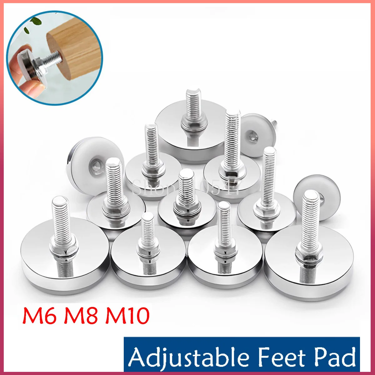 4Pcs Stainless Steel Adjustable Furniture Feet Nylon Base Levelers For Sofa Table Chair Cabinet Workbench Of Leveling Feet