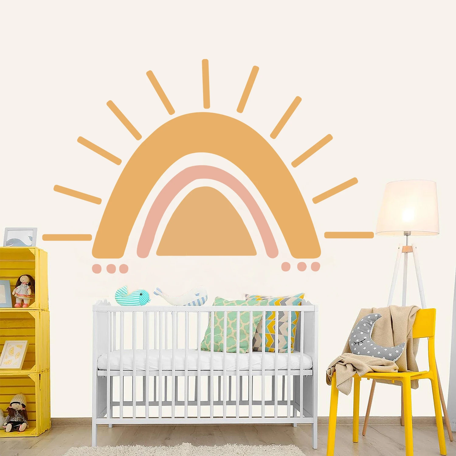 Cartoon Boho Rainbow Wall Sticker Wall Decals Home Decorations Color Mural Sticker Baby Living Bedroom Ornament Home Wallpaper