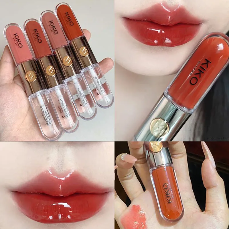 Kiko Milano Limited Edition Headed Lipstick Double Headed Lipstick Transparent Mirror Non Fading Non Stick Cup Lip Gloss Makeup