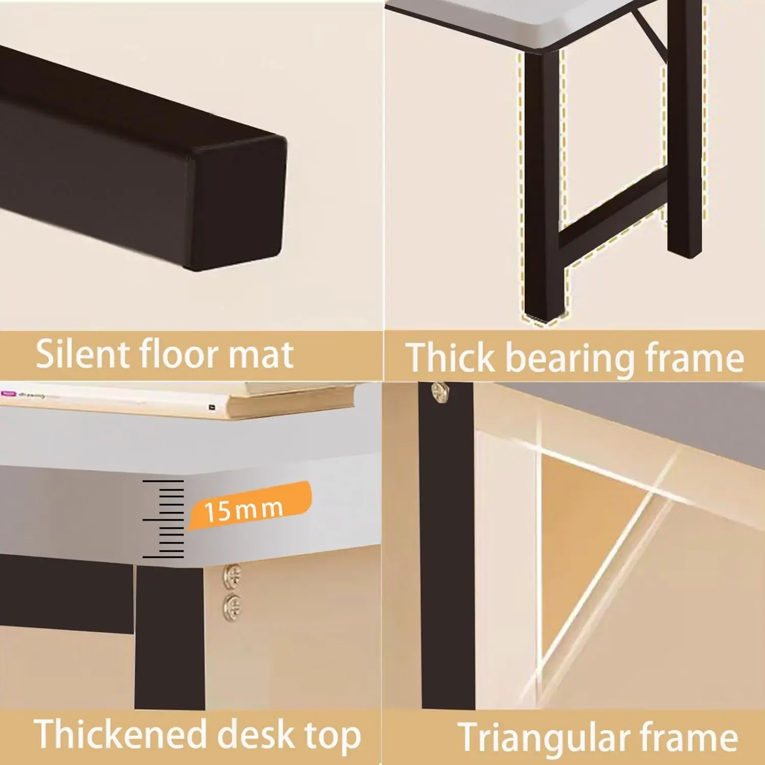 Computer Desk for Bedroom,39.4 Inch Study Table with Small Desk for Home Office.