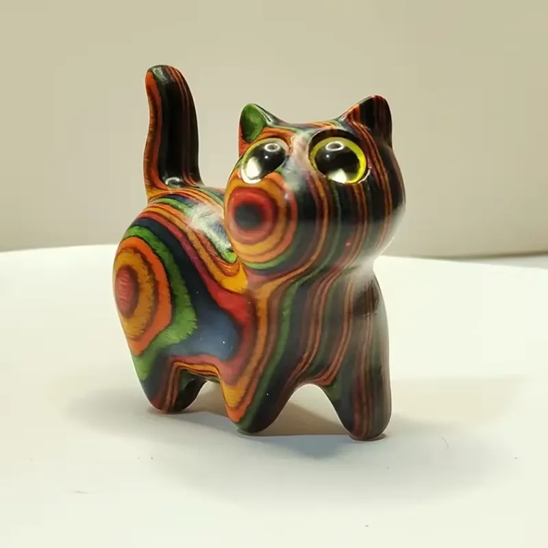1PCS Wooden Carving, Curious Cats, Animals, Creativity, Cute Wooden Cats, Cultural Toys, Handles, Birthday Gifts, Gifts