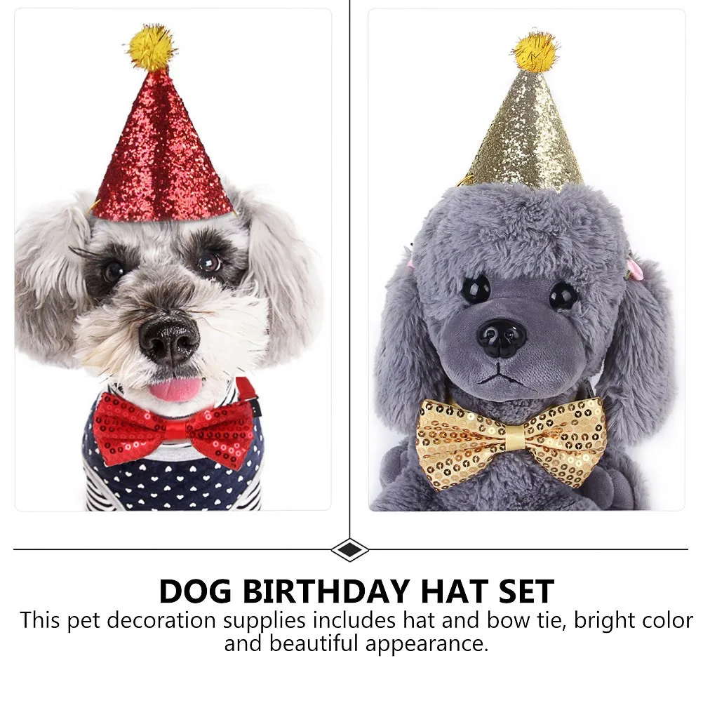 Small Medium Pets Birthday Hat Bow Tie Random Color Creative Pet Party Supplies Dog Puppy Birthday Decorations Breathable