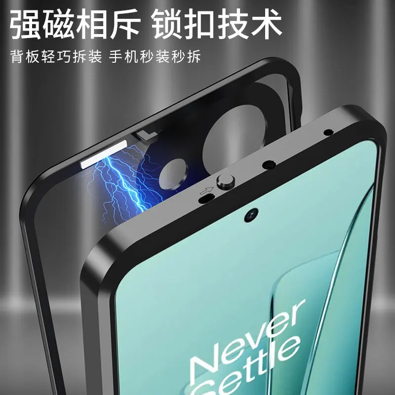 Oneplus Nord 3 Nord3 5G CPH2491 Case Shockproof Metal Bumper with Clear Tempered Glass Hard Cover Phone Case for Oneplus Nord 3
