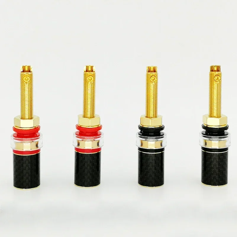 Viborg 4Pcs Hi-end BP614G Pure Copper Binding Post Carbon Fiber Gold Plated HIFI Audio Speaker Terminal for Amplifier