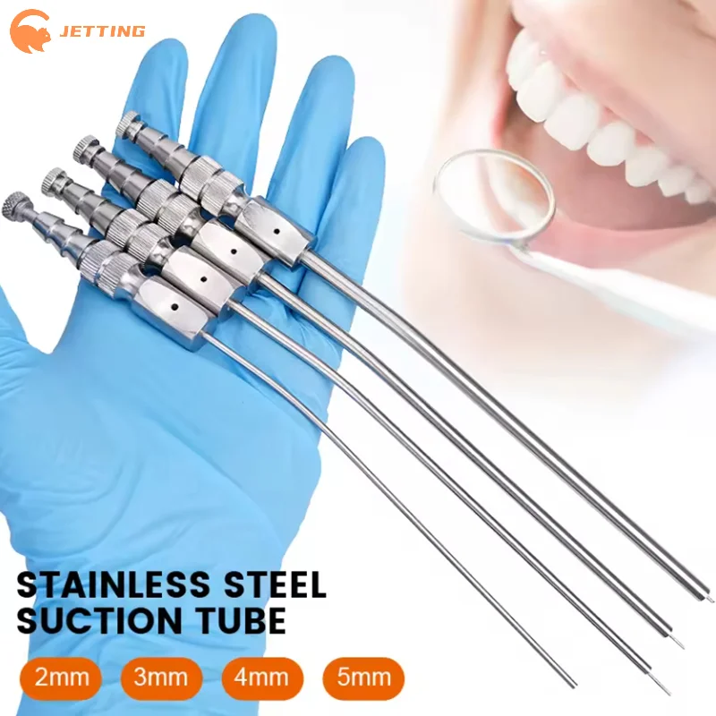 (New) 1Pcs Dental Surgery Aspirator Stainless Steel Suction Tube Laboratory Tube 3mm/4mm/5mm Implant Surgical Tool
