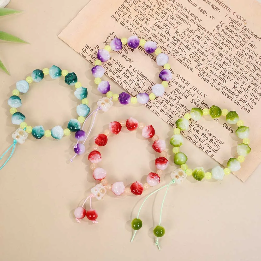 Pastel Cat Head Glass Beaded Bracelet with Lovely Cat Paw Charm Adjustable Dopamine Hand Jewelry Accessory for Women Casual Wear