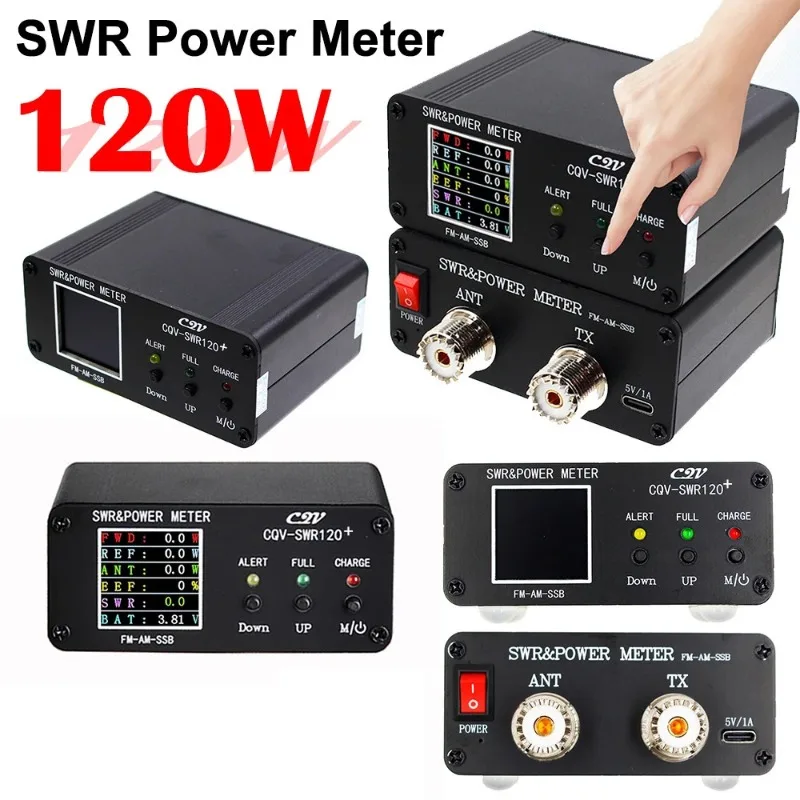 SWR‑120+ Digital SWR Power Meter, Type‑C Interface Multi‑Parameter Direct Read 120W Forward Reverse Power Tester