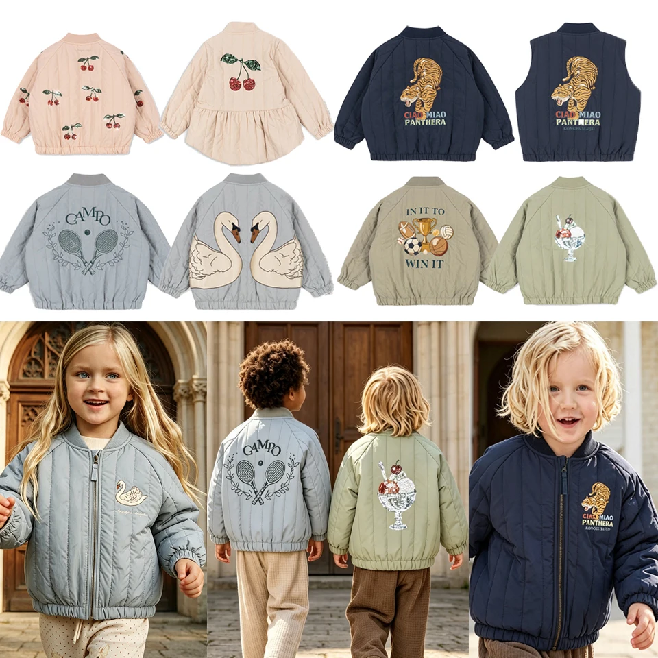 Children's Clothing Coat KS Brand Toddler Girls Jacket Lambswool Embroidery Cartoon Printed Cotton Fleece Coats Boy Outerwear