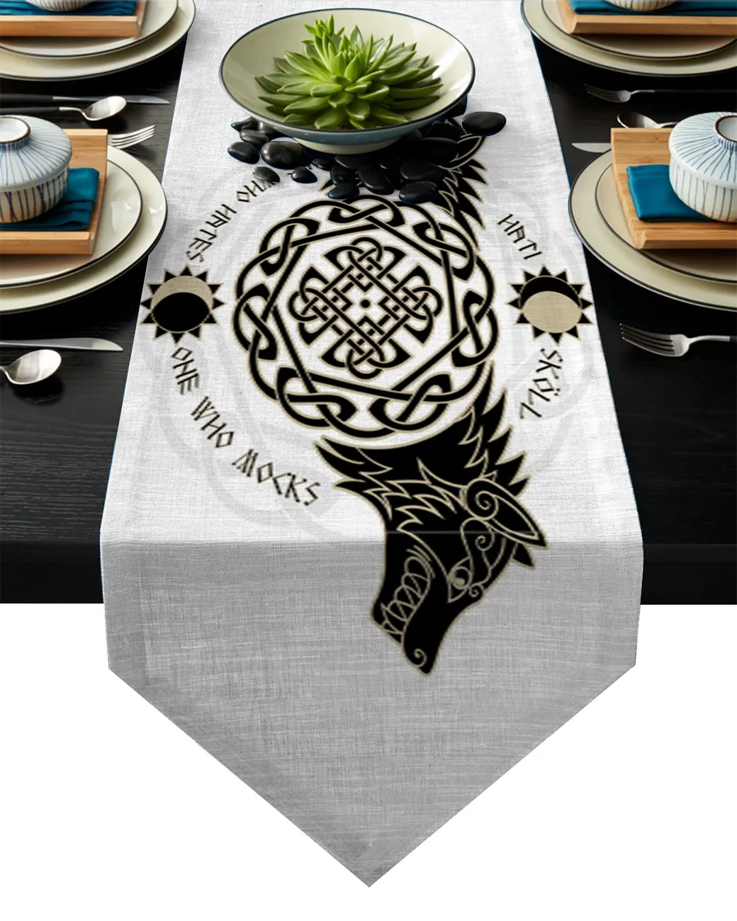 Viking Wolf Totem Modern Table Runners High Precision Table Runner for Home Art Decor Tablecloth Wedding Party Decoration