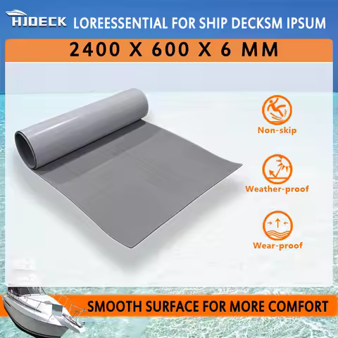 Boat Flooring Eva Foam Smooth Carpet, Grey Deck Sheet, Yacht Flooring, Antiskid, Waterproof Damping Pads, 2400*600*6mm