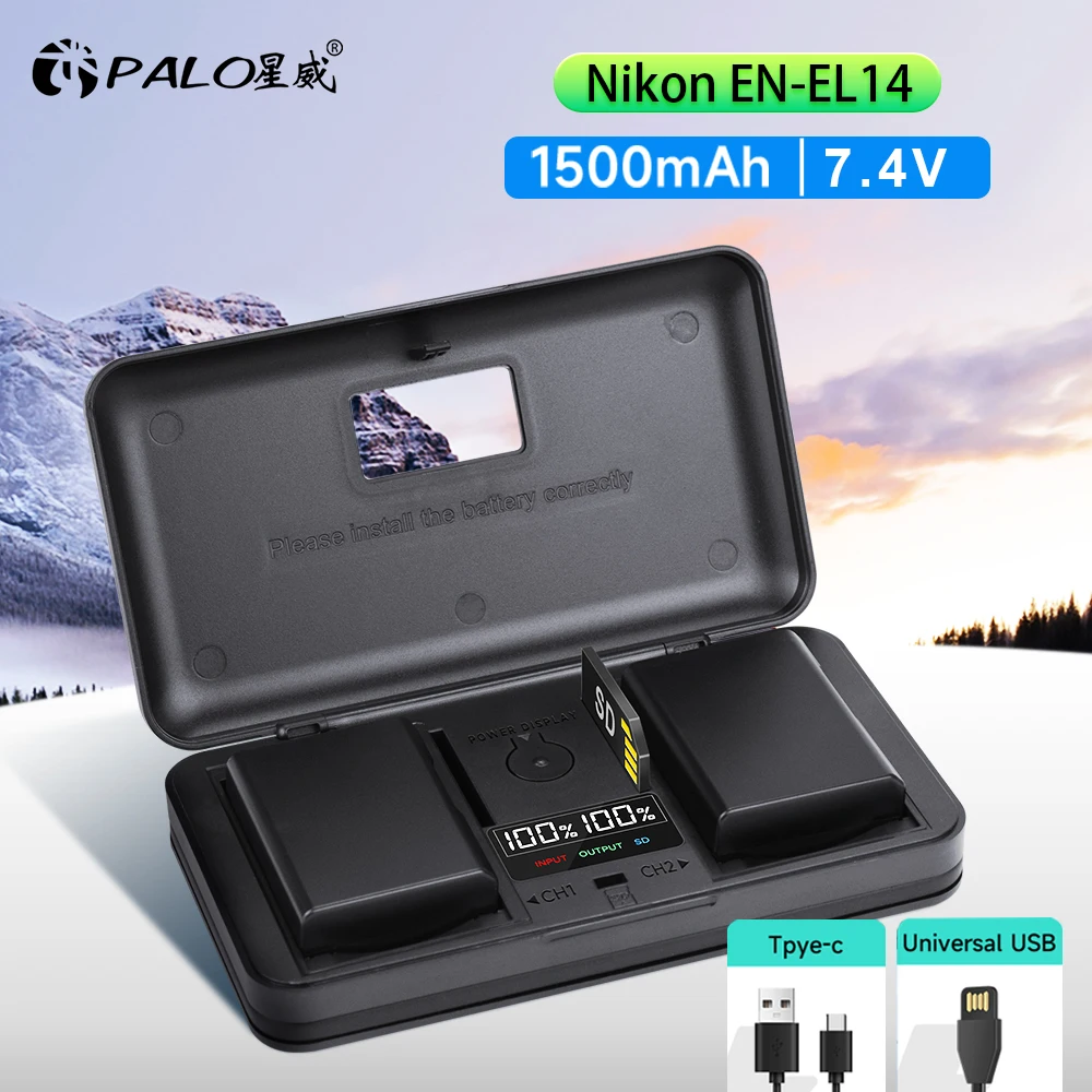 1500mAh EN-EL14 EN-EL14A EL14 + podwójna ładowarka USB LCD do Nikon D3100 D3200 D3300 D3400 D5600 D5100 D5200 P7000