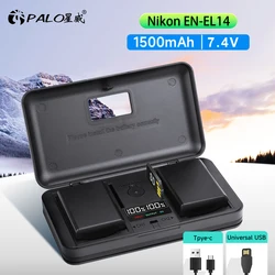 1500mAh EN-EL14 EN-EL14A EL14 + podwójna ładowarka USB LCD do Nikon D3100 D3200 D3300 D3400 D5600 D5100 D5200 P7000