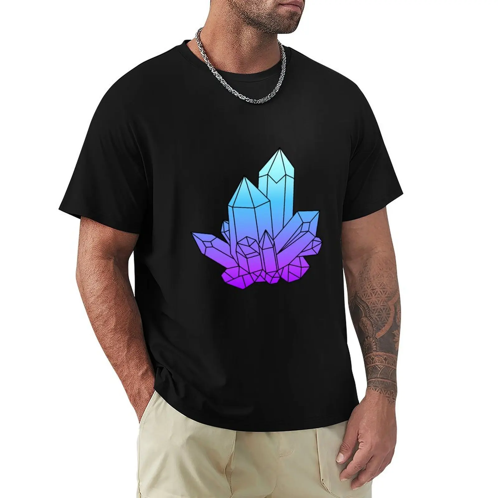 Crystal Cluster Blue and Purple T-Shirt Stain Resistant Casual Tee