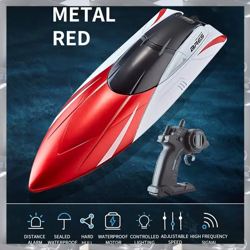 A84F-2.4G محرك الدفة المزدوج مقاوم للماء قارب عالي السرعة هدية للأطفال نموذج سفينة التحكم عن بعد متينة باللون الأحمر