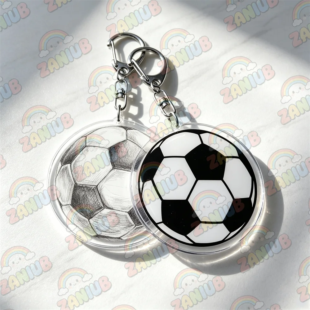 Most Popular Sport Soccer Ball Keychains for Accessories Jewelry Football Acrylic Key Ring Purse Phone Bag Charms Friends Gifts