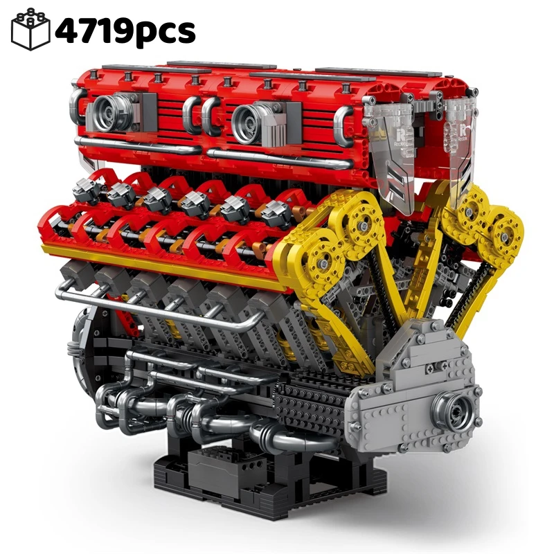Kit de construcción de modelo de Motor técnico V12, 4719 Uds., Motor de potencia mecánica, montaje DIY, ladrillos, juguetes educativos para niños, regalo ​