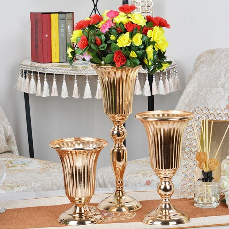 PEANDIM Luxury Golden Flower Vase Home Vase Desktop Crafts Flower Arrangement Decoration Wedding Party Christmas Flower Rack