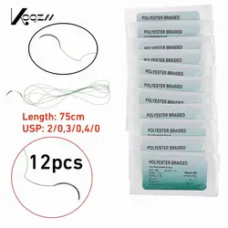 12pcs 2/0 3/0 4/0 Surgical Synthetic Skin Suture Thread With Needle Surgeon Veterinary Suture  Suture Wire Nylon Monofilament