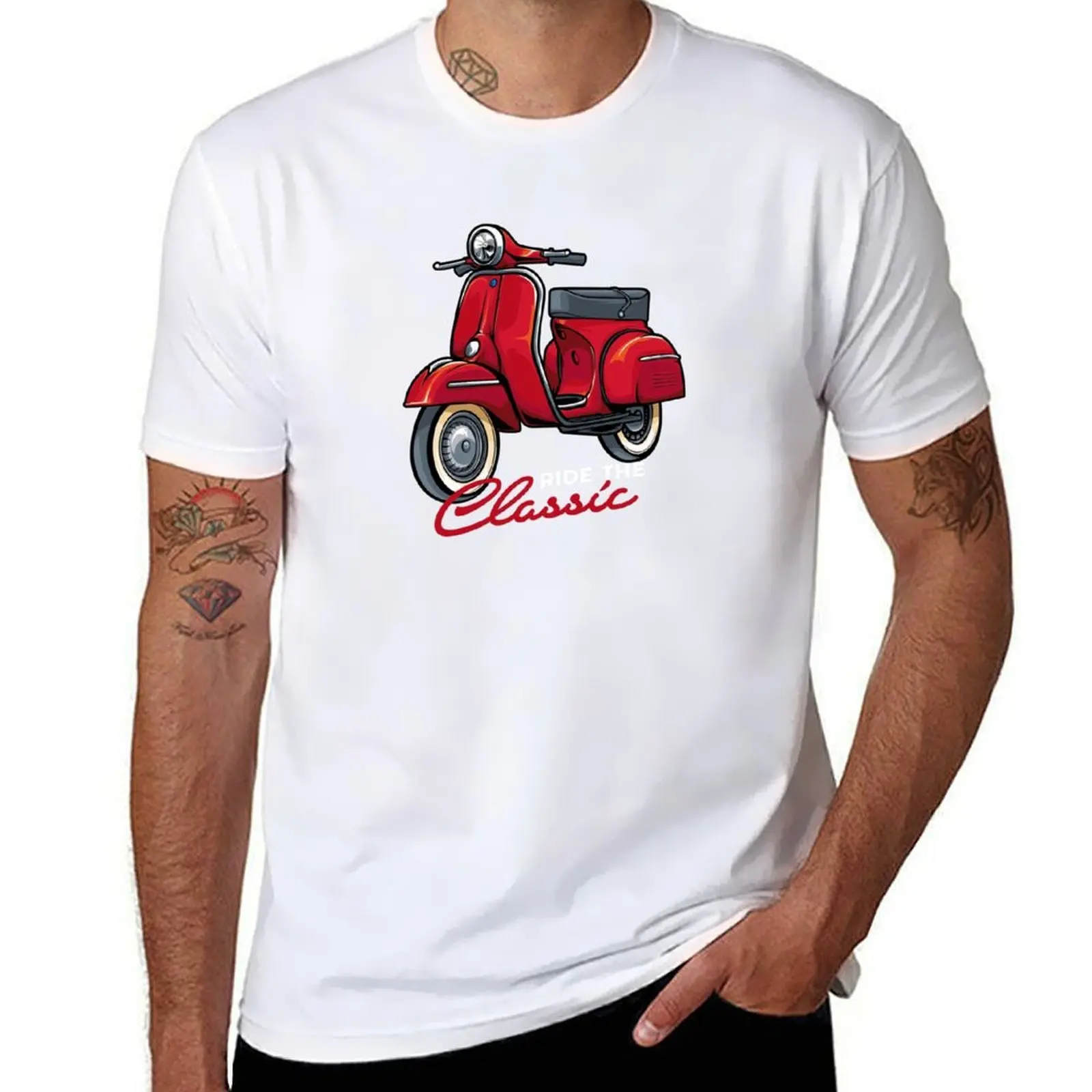 Italy Classic Scooter Moped Bike Retro Love Vintage T-Shirt t shirt man casual man t shirts high quality luxury brand T-Shirt