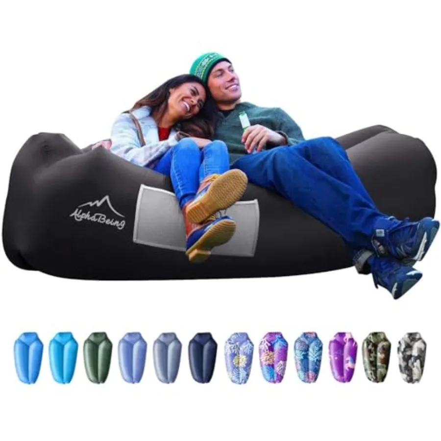 

Inflatable Lounger Beach Chair Accessories, Air Sofa Hammock Inflatable Couch for Camping Backyard Lakeside with Compression Sa