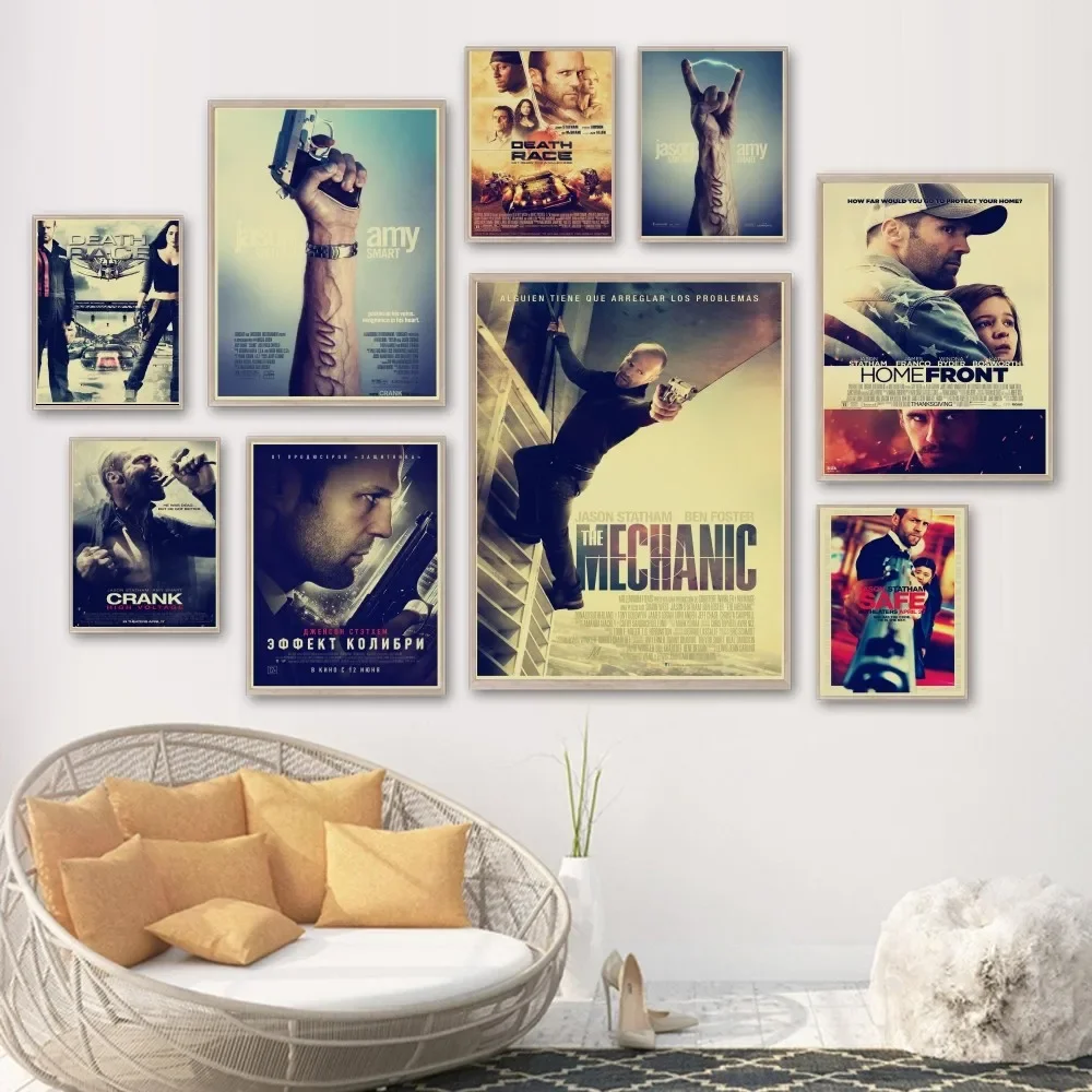 Movie Star J-Jason-Actor-Statham Retro Art Poster Muscle Display Gym Interior Decoration Wall Hanging Painting