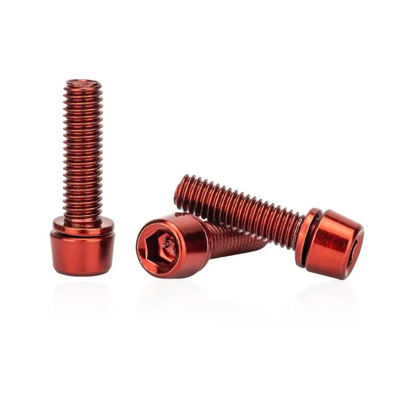 6Pcs M5x18MM Mountain Bike Stem Bolts Titanium Plated Allen Hex Head Bike Stem Screws With Washers Handlebar Bolt Plating