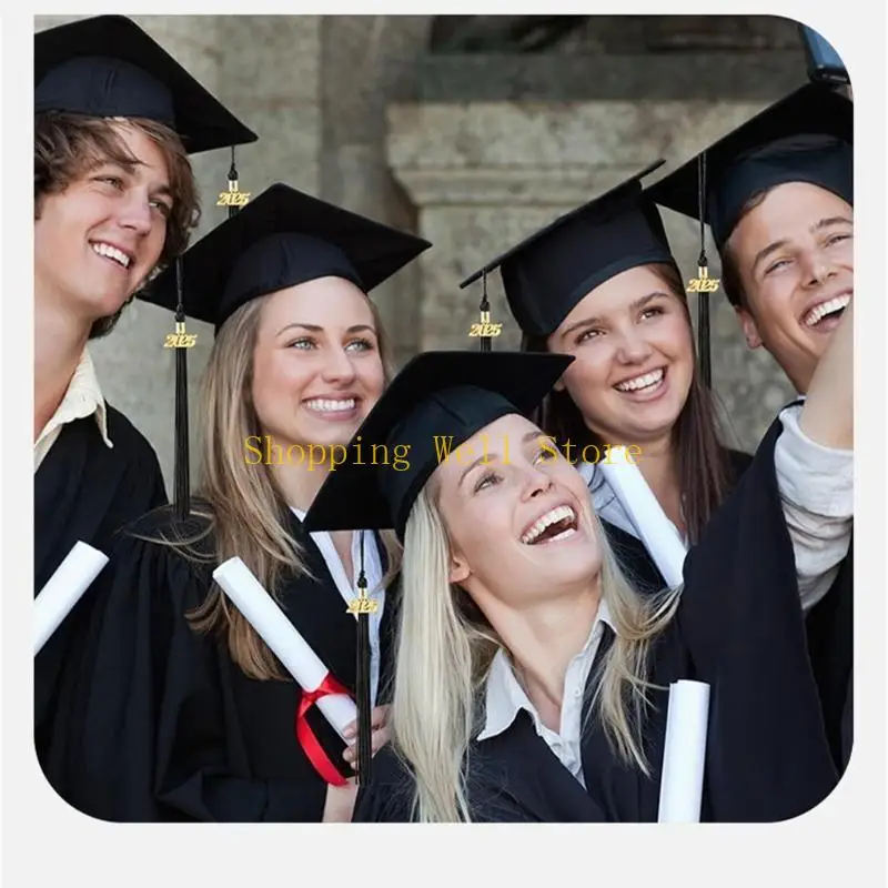 Caps graduação KX4B Tamels Decorações chapéu graduação com 2025 Acessórios graduação charme ouro para tampas
