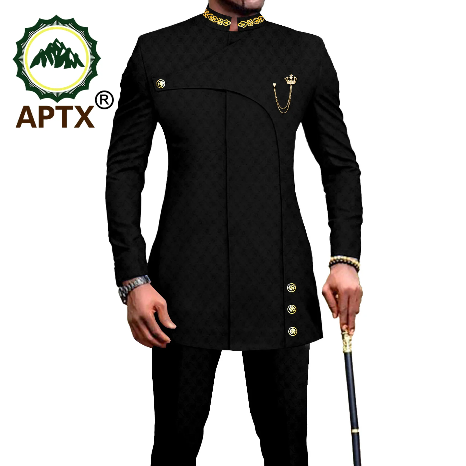 African Men Suit Wedding Formal Wear 2 Piece Set Designed Blazer Jacket Pants Dashiki Jacquard Ankara Fabric Slim Fit A2316025