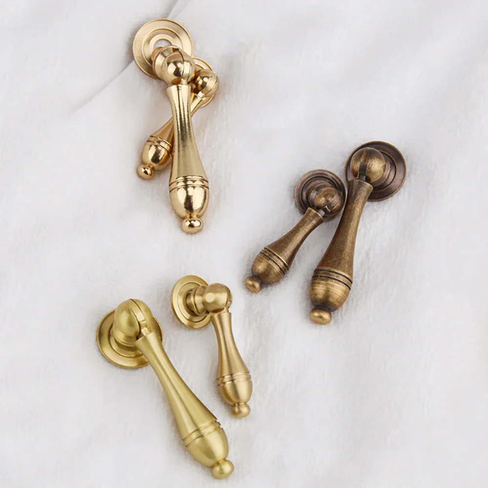 Antique Pendant Handle Length 4.3CM-6.2CM Brass Single Hole Handle New Chinese Style Wardrobe Door Drawer Antique Copper Handle