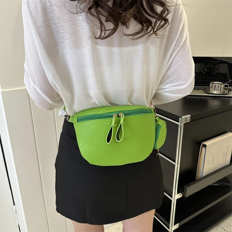 Free Shipping PU Waist Packs Ladies Bags on Sale 2023 High Quality High-capacity Solid Waist Packs Leisure Versatile Pochete