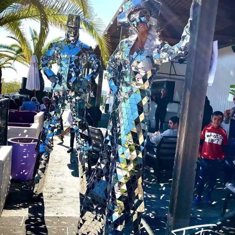 

Mirror Costume Golden Stilts Walker Man Mirror Girl Show Stage Performance Nightclub Costumes Cosplay