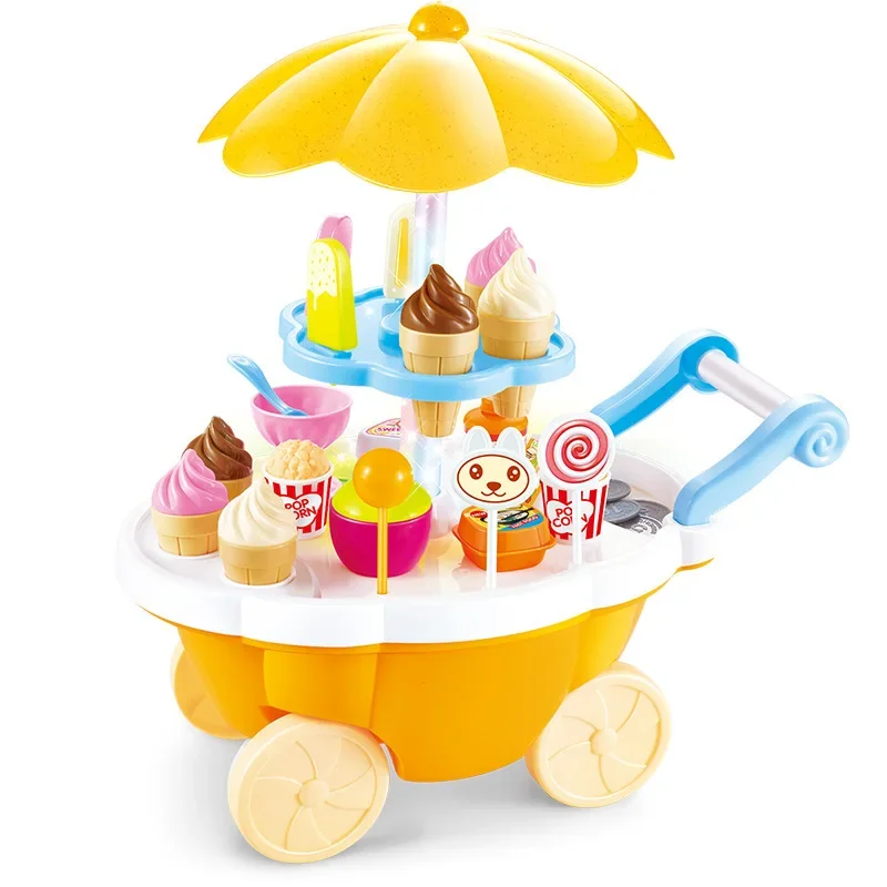 Ice Cream Candy Trolley para crianças, House Play Brinquedos, Car Ice Cream Cart, Brain Game Set, Presente das crianças, Novo