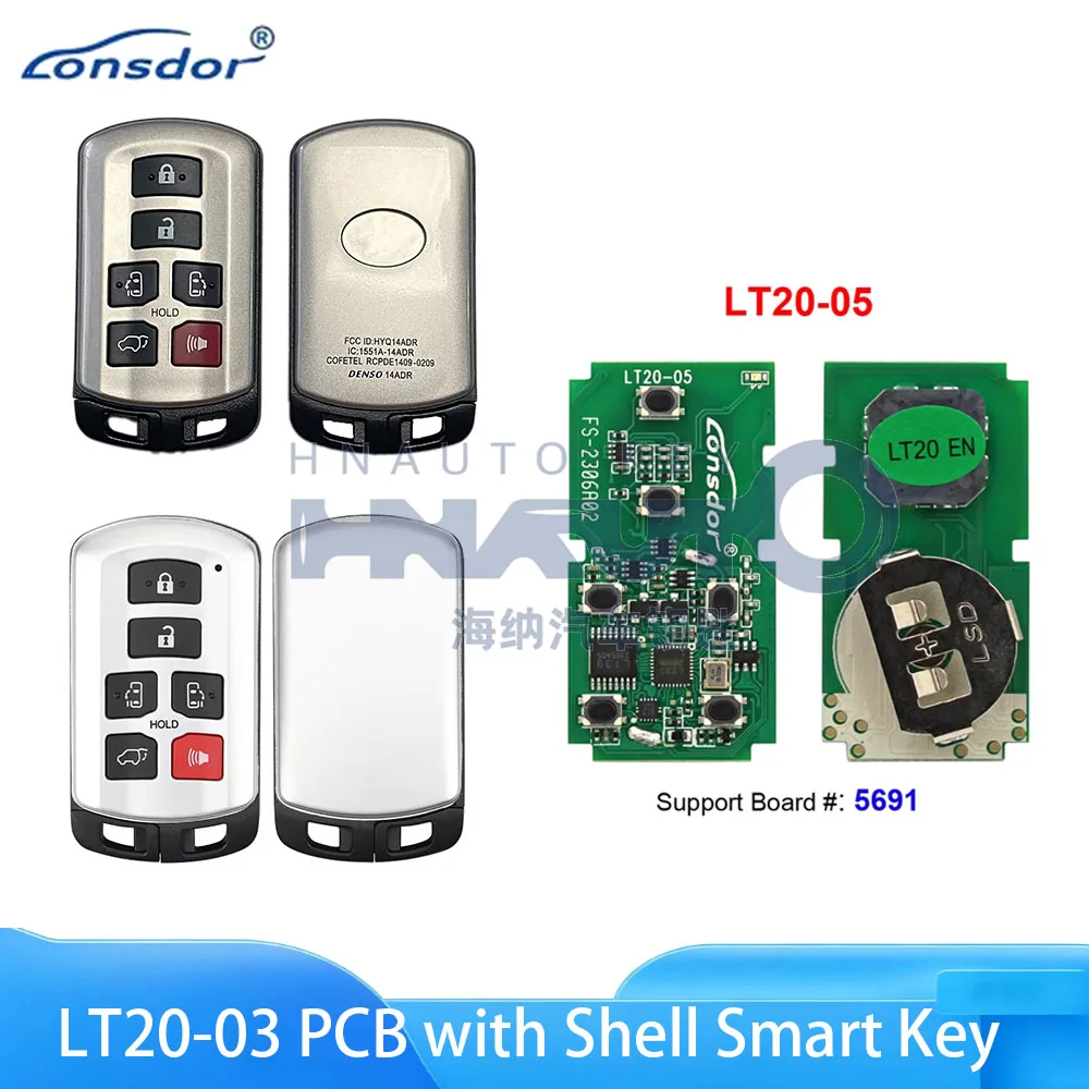 Lonsdor LT20-05 Smart Key PCB with Shell for Toyota Sienna 2011-2019 Keyless Smart Key Board 5691 Support K518ISE K518S KH100+