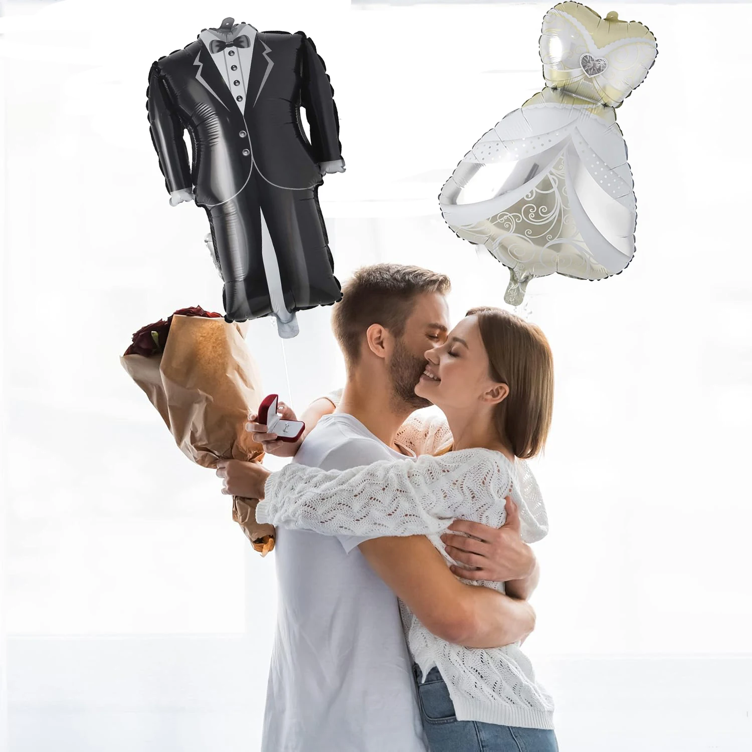 2/8pcs Bride and Groom Clothing Love Aluminum Film Balloon Set Valentine's Day Wedding Birthday Decoration Balloon