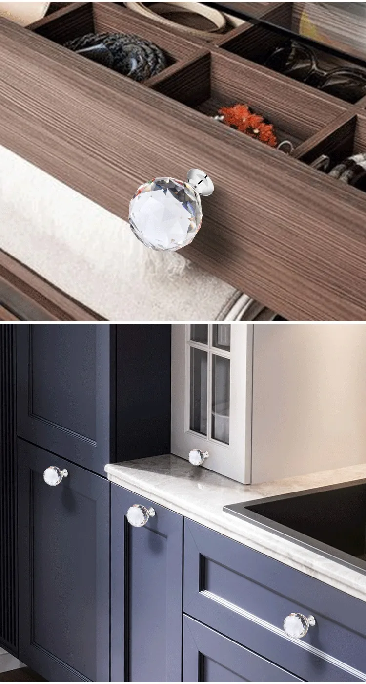 2 Stück 25/30/40 mm Kristallgriffe aus klarem Glas, Schrank- und Schubladengriffe, Küchenschrank- und Kleiderschrankgriffe, Möbel- und Türbeschläge – Detail 10