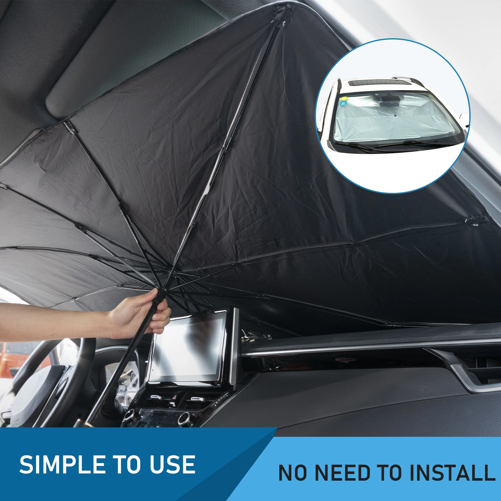 Foldable Car Windshield Sun Shade Umbrella UV Cover Reflecting Sunshade Heat Insulation Front Window Visor Interior Protection