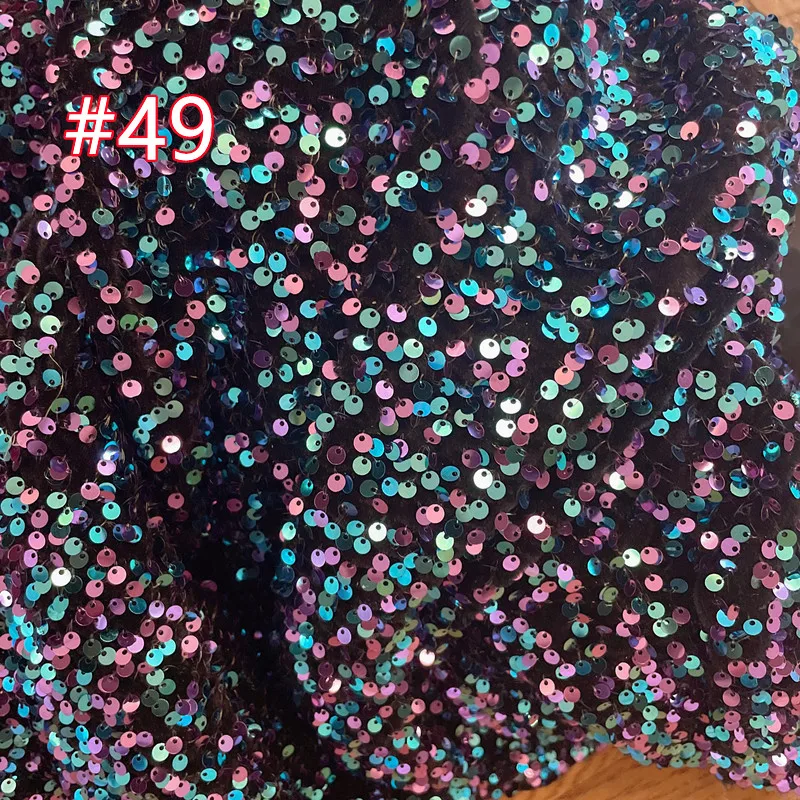 50 Color Can Choose High Density Velvet Stretch 3D Fabric 5mm Sequin Party Glitter Dress Fabric for Sewing