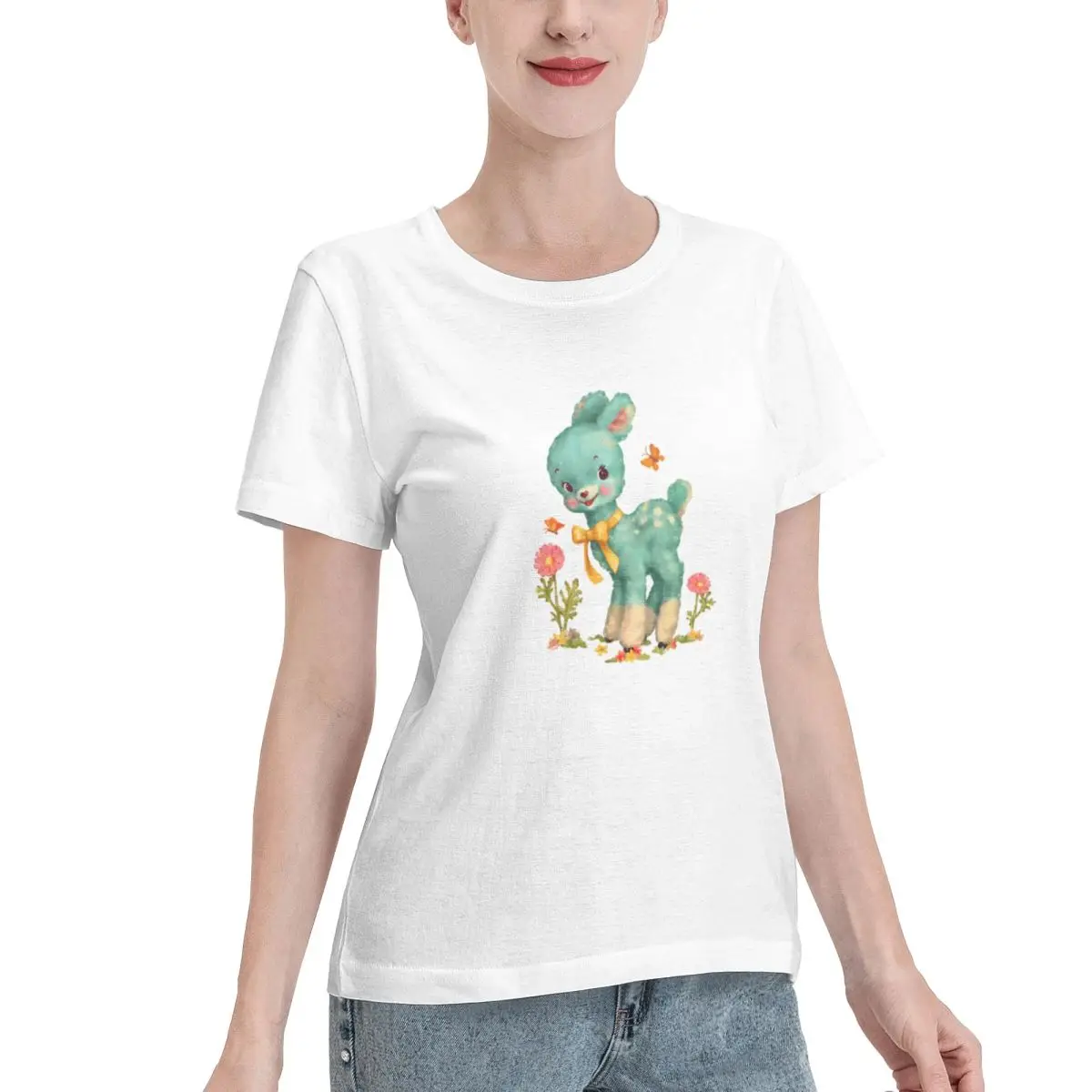 Value Pack Old Timey Vintage Style Fawn Women's T-shirt French Style Loungewear Top