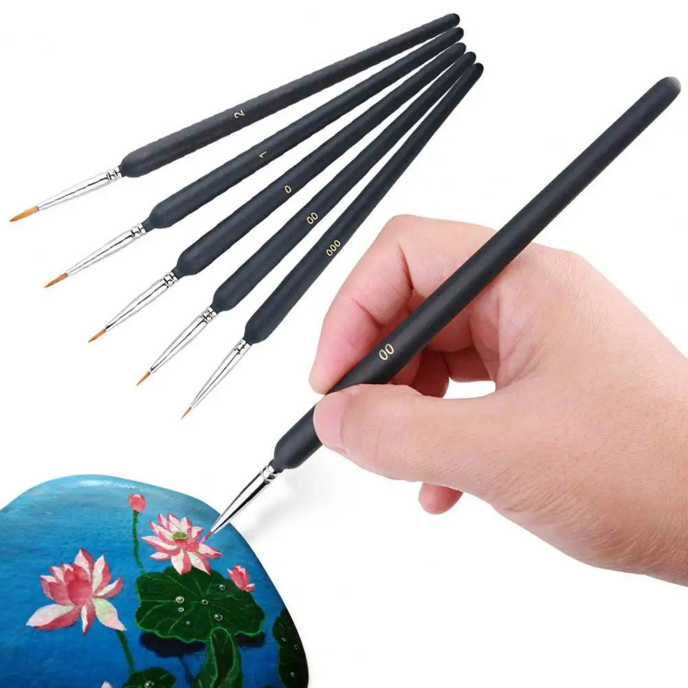 5Pcs Convenient Drawing Line Pens Wooden Handle Fine Art Pens Good Water Retention Nail Drawing Line Pens  Draw