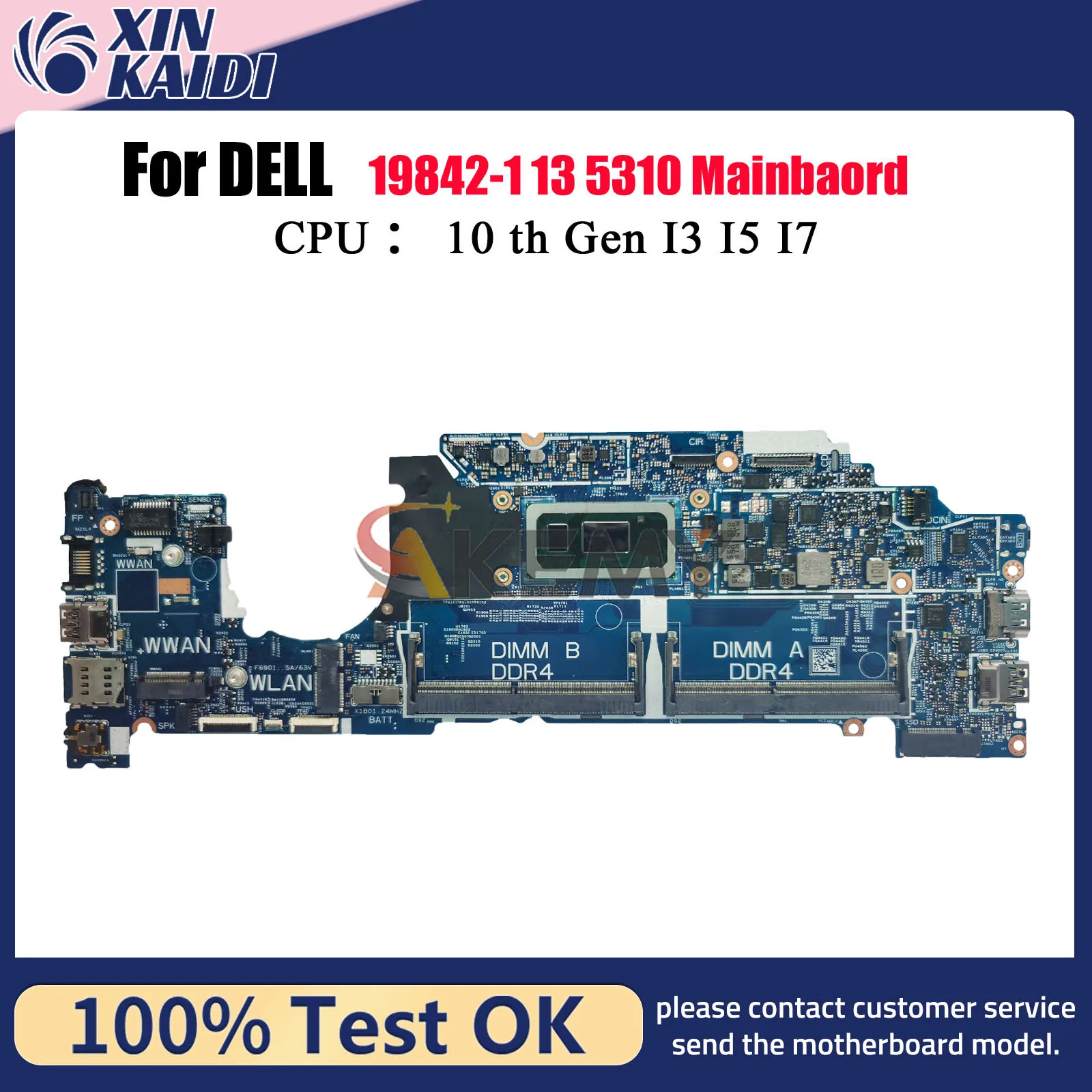 

For Dell Latitude 5310 Laptop Motherboard 19842-1 with i3 i5 i7 CPU CN-0D2CKD 0KT2NC 0T2K7X 0XPW9D 100% Tested OK