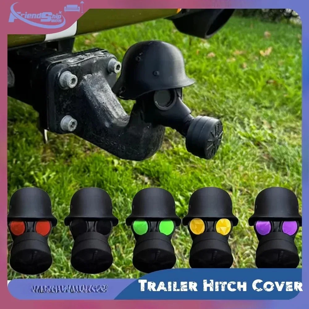 

3d Printed Trailer Hitch Ball Cover Trailer Hitch Covers With Steel Helmet And Gas Mask Prevent Receiver Tube From Rusting